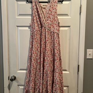 Max Studio Red and White Floral Maxi Dress